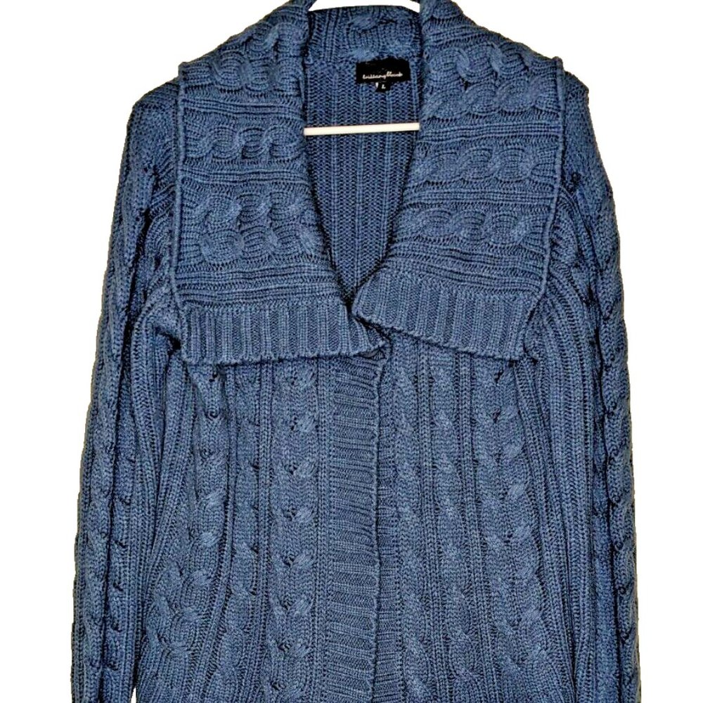 Brittany Black Women's L Blue Knit Sweater/ Cover- One Button in Front